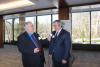 Event moderator KYW Newsradio 1060 Harrisburg Bureau Chief Tony Romeo from  interviewing event guest speaker Senator Pat Browne (Lehigh County)