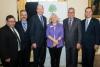 Phil Jaurigue from Sabre Systems,  board member Marc Lucca from Aqua America, Inc. , Tim Abell from event sponsor Firstrust Bank with board chair Kim Landry from Hollister Creative, Ron 
