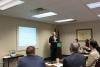 Main Line Chamber of Commerce's President and CEO Bernard Dagenais welcoming new members of the chamber and new employees of old members to the Members First Business Builders Workshop 
